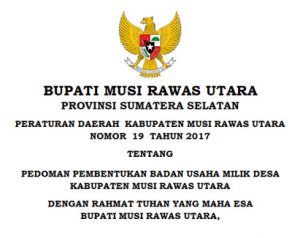 Perda Kabupaten Musi Rawas Utara No 19 Tahun 2018
