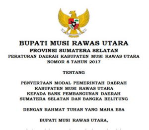 Perda Kabupaten Musi Rawas Utara No 8 Tahun 2018