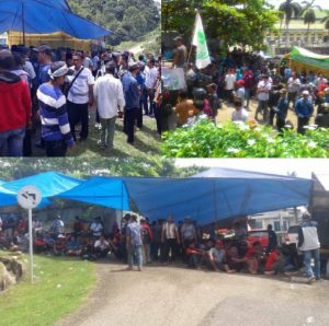 Massa Dirikan Tenda Biru Didepan Kantor Bupati Sarolangun 