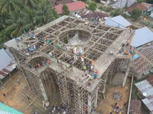 Warga Pamenang Goro Pengecoran Masjid Jami’ Al Mu’min Dusun Tanah Timbun