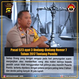 Kapolres : Tertangkap Tangan, Pelaku Money Politic Bakal Kita Pidanakan