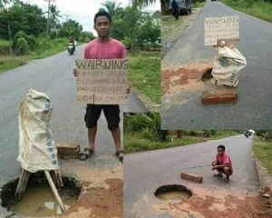 Jalan Berlubang di Sungai Benteng Ancam Keselamatan Pengendara