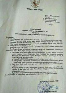 Kabut Asap Semakin Pekat, Anak Sekolah TK Dan SD di Merangin Diliburkan