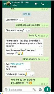 Sekdes Keluhkan Nomor Whatsapp Pribadinya di Bajak