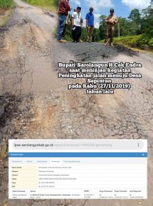 Diaspal Tahun 2019, Kondisi Jalan Simpang Pitco-KM 20 Sudah Rusak Berat.