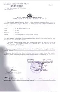 Pengumuman. Telah hilang Buku Kepemilikan Kendaraan Bermotor (BPKB) Mobil 
