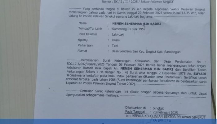 SERTIFIKAT TANAH HILANG, WARGA SINGKUT URUS PENERBITAN SERTIFIKAT BARU