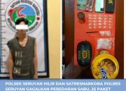 Polsek Seruyan Hilir dan Satresnarkoba Polres Seruyan Gagalkan Peredaran Sabu, 25 Paket Diamankan di Kuala Pembuang
